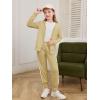 Haloumoning Girls 2 Piece Outfits Sweatsuit Kids Athletic Zip Up Hoodie and Sweatpants Clothing Sets 5-14Y(Khaki)