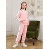 Haloumoning Girls 2 Piece Outfits Sweatsuit Kids Athletic Zip Up Hoodie and Sweatpants Clothing Sets 5-14Y(Light Pink)