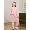 Haloumoning Girls 2 Piece Outfits Sweatsuit Kids Athletic Zip Up Hoodie and Sweatpants Clothing Sets 5-14Y(Light Pink)