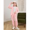 Haloumoning Girls 2 Piece Outfits Sweatsuit Kids Athletic Zip Up Hoodie and Sweatpants Clothing Sets 5-14Y(Light Pink)