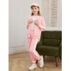 Haloumoning Girls 2 Piece Outfits Sweatsuit Kids Athletic Zip Up Hoodie and Sweatpants Clothing Sets 5-14Y(Light Pink)