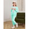 Haloumoning Girls 2 Piece Outfits Sweatsuit Kids Athletic Zip Up Hoodie and Sweatpants Clothing Sets 5-14Y(Mint Green)