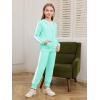 Haloumoning Girls 2 Piece Outfits Sweatsuit Kids Athletic Zip Up Hoodie and Sweatpants Clothing Sets 5-14Y(Mint Green)