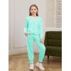Haloumoning Girls 2 Piece Outfits Sweatsuit Kids Athletic Zip Up Hoodie and Sweatpants Clothing Sets 5-14Y(Mint Green)