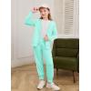 Haloumoning Girls 2 Piece Outfits Sweatsuit Kids Athletic Zip Up Hoodie and Sweatpants Clothing Sets 5-14Y(Mint Green)