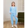 Haloumoning Girls 2 Piece Outfits Sweatsuit Kids Athletic Zip Up Hoodie and Sweatpants Clothing Sets 5-14Y(Sky Blue)