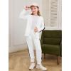 Haloumoning Girls 2 Piece Outfits Sweatsuit Kids Athletic Zip Up Hoodie and Sweatpants Clothing Sets 5-14Y(White)