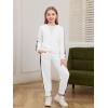 Haloumoning Girls 2 Piece Outfits Sweatsuit Kids Athletic Zip Up Hoodie and Sweatpants Clothing Sets 5-14Y(White)
