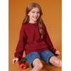 Haloumoning Girls Casual Crewneck Sweatshirts Kids Long Sleeve Oversized Fashion Pullover Tops 5-14 years(Burgundy)