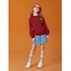 Haloumoning Girls Casual Crewneck Sweatshirts Kids Long Sleeve Oversized Fashion Pullover Tops 5-14 years(Burgundy)