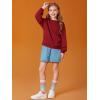 Haloumoning Girls Casual Crewneck Sweatshirts Kids Long Sleeve Oversized Fashion Pullover Tops 5-14 years(Burgundy)