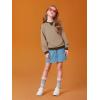 Haloumoning Girls Casual Crewneck Sweatshirts Kids Long Sleeve Oversized Fashion Pullover Tops 5-14 years(Light Brown)