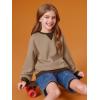 Haloumoning Girls Casual Crewneck Sweatshirts Kids Long Sleeve Oversized Fashion Pullover Tops 5-14 years(Light Brown)