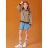 Haloumoning Girls Casual Crewneck Sweatshirts Kids Long Sleeve Oversized Fashion Pullover Tops 5-14 years(Light Brown)