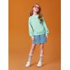 Haloumoning Girls Casual Crewneck Sweatshirts Kids Long Sleeve Oversized Fashion Pullover Tops 5-14 years(Mint Green)