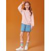 Haloumoning Girls Casual Crewneck Sweatshirts Kids Long Sleeve Oversized Fashion Pullover Tops 5-14 years(Pink)