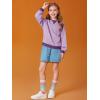 Haloumoning Girls Casual Crewneck Sweatshirts Kids Long Sleeve Oversized Fashion Pullover Tops 5-14 years(Purple)