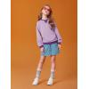 Haloumoning Girls Casual Crewneck Sweatshirts Kids Long Sleeve Oversized Fashion Pullover Tops 5-14 years(Purple)