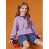 Haloumoning Girls Casual Crewneck Sweatshirts Kids Long Sleeve Oversized Fashion Pullover Tops 5-14 years(Purple)