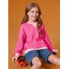 Haloumoning Girls Casual Crewneck Sweatshirts Kids Long Sleeve Oversized Fashion Pullover Tops 5-14 years(Rose Red)