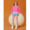 Haloumoning Girls Casual Crewneck Sweatshirts Kids Long Sleeve Oversized Fashion Pullover Tops 5-14 years(Rose Red)