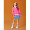 Haloumoning Girls Casual Crewneck Sweatshirts Kids Long Sleeve Oversized Fashion Pullover Tops 5-14 years(Rose Red)
