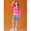 Haloumoning Girls Casual Crewneck Sweatshirts Kids Long Sleeve Oversized Fashion Pullover Tops 5-14 years(Rose Red)