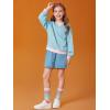 Haloumoning Girls Casual Crewneck Sweatshirts Kids Long Sleeve Oversized Fashion Pullover Tops 5-14 years(Sky Blue)