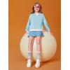 Haloumoning Girls Casual Crewneck Sweatshirts Kids Long Sleeve Oversized Fashion Pullover Tops 5-14 years(Sky Blue)