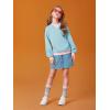 Haloumoning Girls Casual Crewneck Sweatshirts Kids Long Sleeve Oversized Fashion Pullover Tops 5-14 years(Sky Blue)