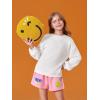 Haloumoning Girls Casual Crewneck Sweatshirts Kids Long Sleeve Oversized Fashion Pullover Tops 5-14 years(White)