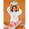 Haloumoning Girls Casual Crewneck Sweatshirts Kids Long Sleeve Oversized Fashion Pullover Tops 5-14 years(White)