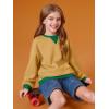 Haloumoning Girls Casual Crewneck Sweatshirts Kids Long Sleeve Oversized Fashion Pullover Tops 5-14 years(Yellow)