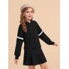 Haloumoning Girls Fashion Hoodies Kids Cute Striped Long Sleeve Crop Tops Hooded Sweatshirts 5-14 Years(Black)