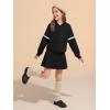 Haloumoning Girls Fashion Hoodies Kids Cute Striped Long Sleeve Crop Tops Hooded Sweatshirts 5-14 Years(Black)