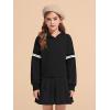 Haloumoning Girls Fashion Hoodies Kids Cute Striped Long Sleeve Crop Tops Hooded Sweatshirts 5-14 Years(Black)