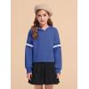 Haloumoning Girls Fashion Hoodies Kids Cute Striped Long Sleeve Crop Tops Hooded Sweatshirts 5-14 Years(Blue)