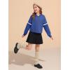 Haloumoning Girls Fashion Hoodies Kids Cute Striped Long Sleeve Crop Tops Hooded Sweatshirts 5-14 Years(Blue)