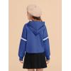 Haloumoning Girls Fashion Hoodies Kids Cute Striped Long Sleeve Crop Tops Hooded Sweatshirts 5-14 Years(Blue)