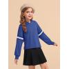 Haloumoning Girls Fashion Hoodies Kids Cute Striped Long Sleeve Crop Tops Hooded Sweatshirts 5-14 Years(Blue)