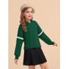 Haloumoning Girls Fashion Hoodies Kids Cute Striped Long Sleeve Crop Tops Hooded Sweatshirts 5-14 Years(Dark Green)