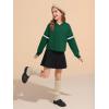 Haloumoning Girls Fashion Hoodies Kids Cute Striped Long Sleeve Crop Tops Hooded Sweatshirts 5-14 Years(Dark Green)
