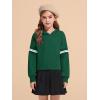 Haloumoning Girls Fashion Hoodies Kids Cute Striped Long Sleeve Crop Tops Hooded Sweatshirts 5-14 Years(Dark Green)