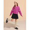 Haloumoning Girls Fashion Hoodies Kids Cute Striped Long Sleeve Crop Tops Hooded Sweatshirts 5-14 Years(Hot Pink)