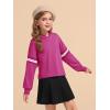 Haloumoning Girls Fashion Hoodies Kids Cute Striped Long Sleeve Crop Tops Hooded Sweatshirts 5-14 Years(Hot Pink)