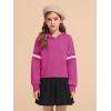 Haloumoning Girls Fashion Hoodies Kids Cute Striped Long Sleeve Crop Tops Hooded Sweatshirts 5-14 Years(Hot Pink)