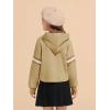 Haloumoning Girls Fashion Hoodies Kids Cute Striped Long Sleeve Crop Tops Hooded Sweatshirts 5-14 Years(Khaki)