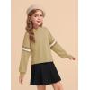 Haloumoning Girls Fashion Hoodies Kids Cute Striped Long Sleeve Crop Tops Hooded Sweatshirts 5-14 Years(Khaki)