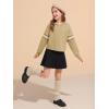 Haloumoning Girls Fashion Hoodies Kids Cute Striped Long Sleeve Crop Tops Hooded Sweatshirts 5-14 Years(Khaki)