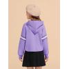 Haloumoning Girls Fashion Hoodies Kids Cute Striped Long Sleeve Crop Tops Hooded Sweatshirts 5-14 Years(Light Purple)